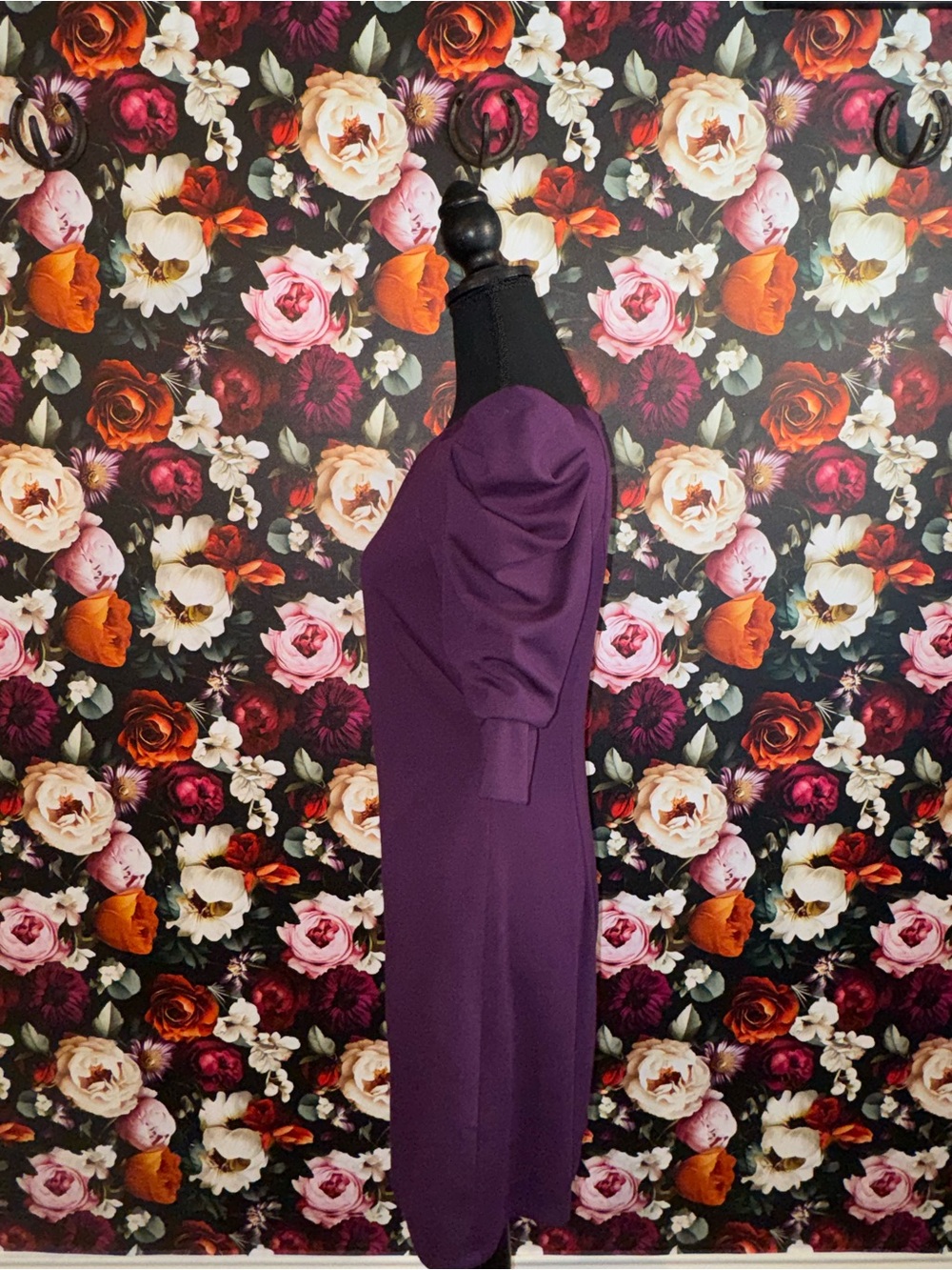 Jessica Simpson Plum Puff Sleeve Midi Dress, Size 6 - Picture 4 of 15